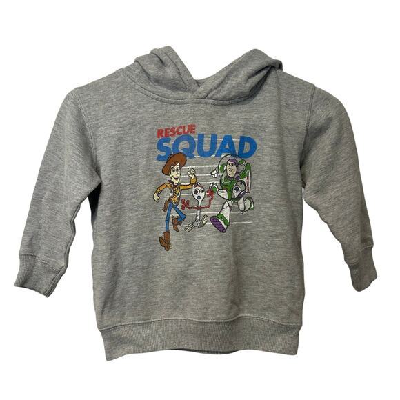 Disney Pixar Toy Sweatshirt Hoodie Toddler 4 Woody Buzz Forky Gray Pockets - Picture 1 of 4